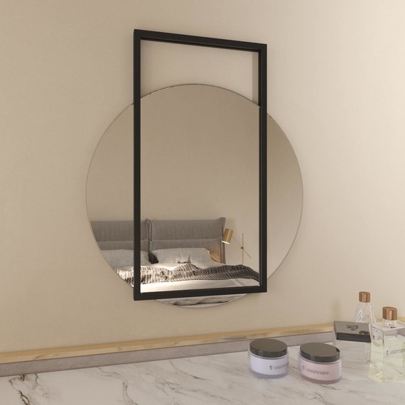Дизайнерское настенное зеркало Glass Memory Terraform в металлической раме черного цвета